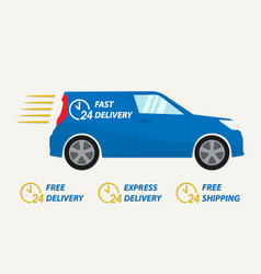 Fast Delivery Car Icon With 24 Hour Clock