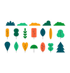 Simple Trees Bushes Cartoon Forest Plants