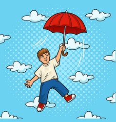 Child Flies With Umbrella Like Parachute