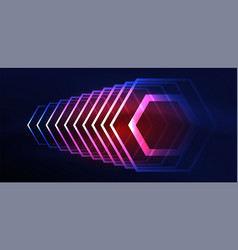 Hexagon Abstract Background Techno Glowing Neon