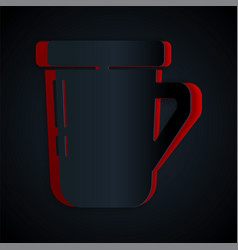 Paper Cut Coffee Cup Icon Isolated On Black