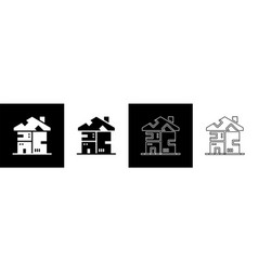 Set Homeless Cardboard House Icon Isolated