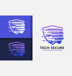 Tech Secure Logo Design Abstract Shield Combined