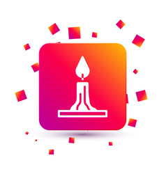 White Burning Candle In Candlestick Icon Isolated