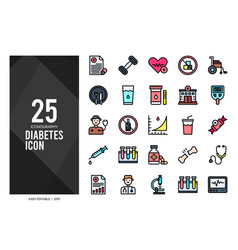 25 Diabetes Lineal Color Icon Pack