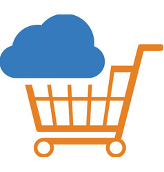 Cloud Cart Shopping Icon Glyph Style Eps