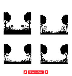 Lush Foliage Growing Tree Silhouette Collection