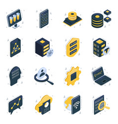 Pack Of Data Science Isometric Icons