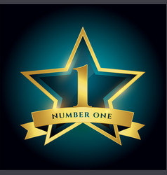 Shiny And Golden Number One Star Label Design