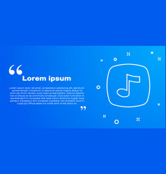 White Line Music Note Tone Icon Isolated On Blue