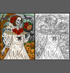 Halloween Wedding Gown Coloring Page