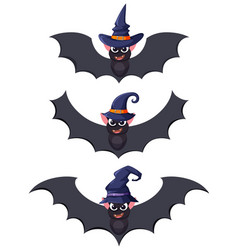 Set Of Bat Cartoon Flying