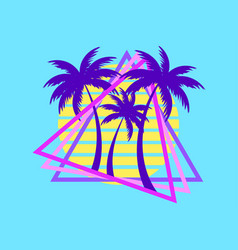 80s Palm Trees At Sunset Summer Time Retro