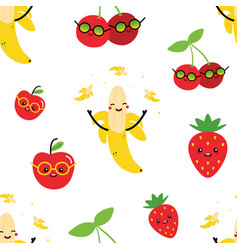 Banana Apple Cherry Strawberry Pattern