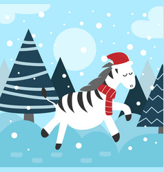 Christmas Card With Cute Little Zebra Funny