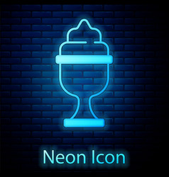 Glowing Neon Ice Cream In The Bowl Icon Isolated