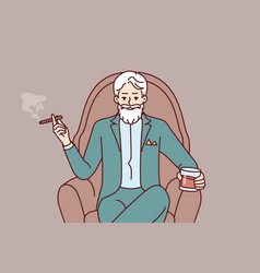 Elderly Man Aristocrat Sits In Armchair