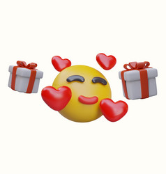 3d Happy Satisfied Emoticon Red Hearts Gift