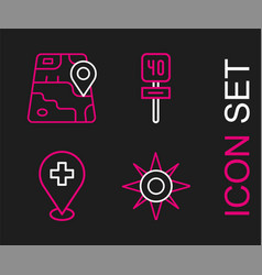 Set Line Wind Rose Medical Location With Cross