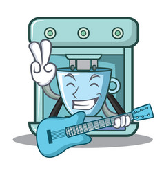 With Guitar Coffee Maker Character Cartoon