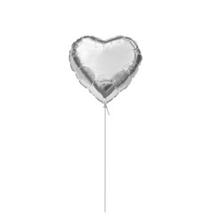 Silver Helium Balloon Heart