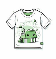 Cute House With Chimney Cartoon On T-shirt