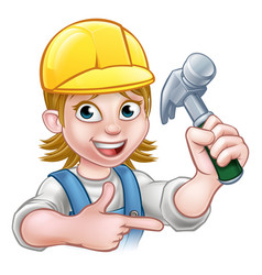 Female Carpenter Woman Cartoon Character