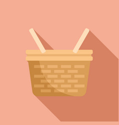 Fruit Basket Icon Flat Picnic Wicker