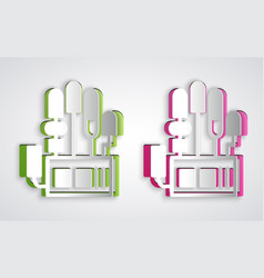 Paper Cut Mechanical Robot Hand Icon Isolated