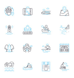 Ski Holiday Linear Icons Set Snow Alpine Powder