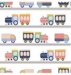 Vehicles On Baby Road Seamless Pattern