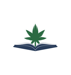 Book And Marijuana Symbol Logo Template