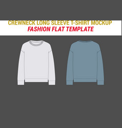 Crewneck Long Sleeve T-shirt Mockup Flats