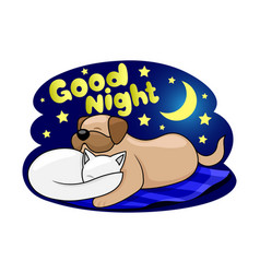 Good Night Icon With Sleeping Dog And Cat