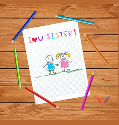 I Love You Sister Kids Notebook Sheet