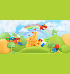 Kids Toys Landscape 3d Background Plasticine Art