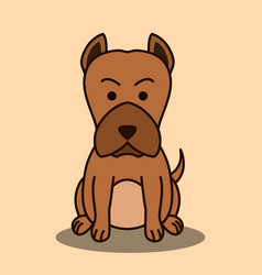 Cute Cartoon A Brown Pitbull Dog