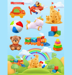 Kids Toys Set 3d Background Plasticine Art