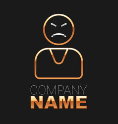 Line Angry Customer Icon Isolated On Black