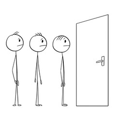 People Waiting In Front Of Closed Door Cartoon