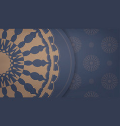 Baner In Blue With Vintage Brown Pattern