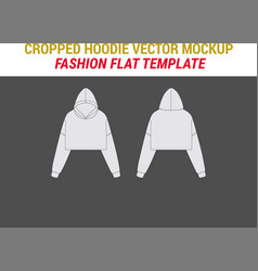 Cropped Hood Fashion Flat Sketch Template Hoodie