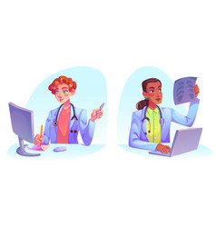 Doctors Working On Computer