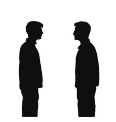 Two Young Men Wearing Jackets Talking Silhouette