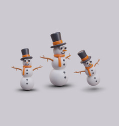 3d Snowman In Different Positions Winter