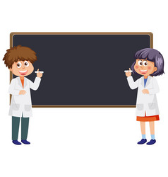 Cute Scientist Cartoon Character With Blank