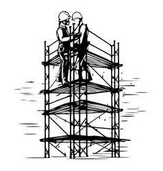 Construction Workers On Scaffolding With Heart