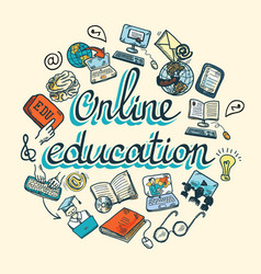 Online Education Icon Sketch