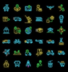 Relocation Icons Set Neon