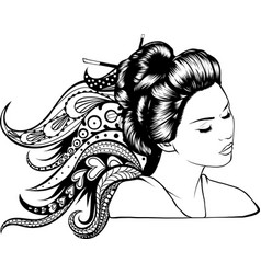 Woman Geisha Outline Design